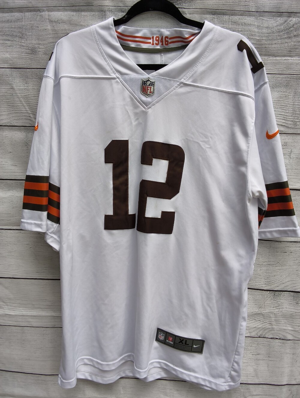 Cleveland Browns Sanders #12 Football Jersey Mens XL White Road Game On Field